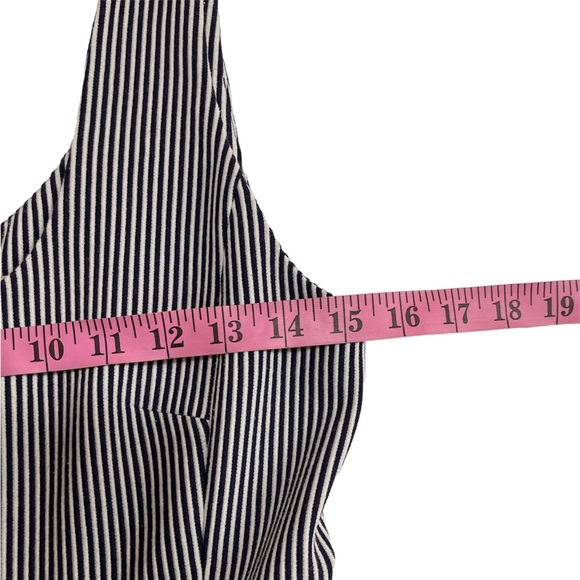 Banana Republic Navy Blue White Striped Fit Flare Dress Scoop Neck Size 6 - Picture 12 of 12